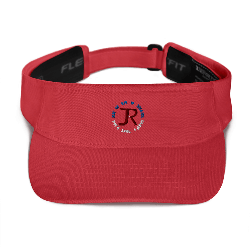 Red sports visor with JR logo and Know Show Share the gospel of Jesus